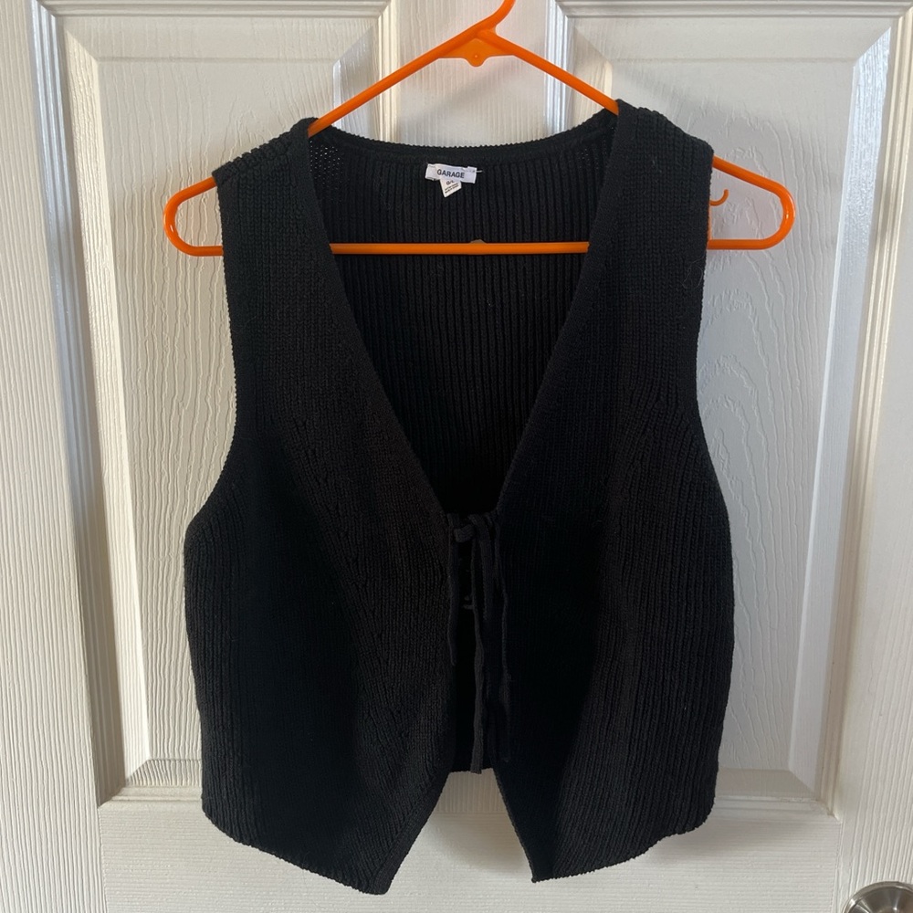 Garage Black Ribbed Knit Top